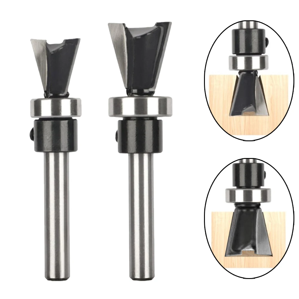 1/2pcs Carbide Dovetail Router Bit tools Milling Cutter With Bottom Bearing 1/4