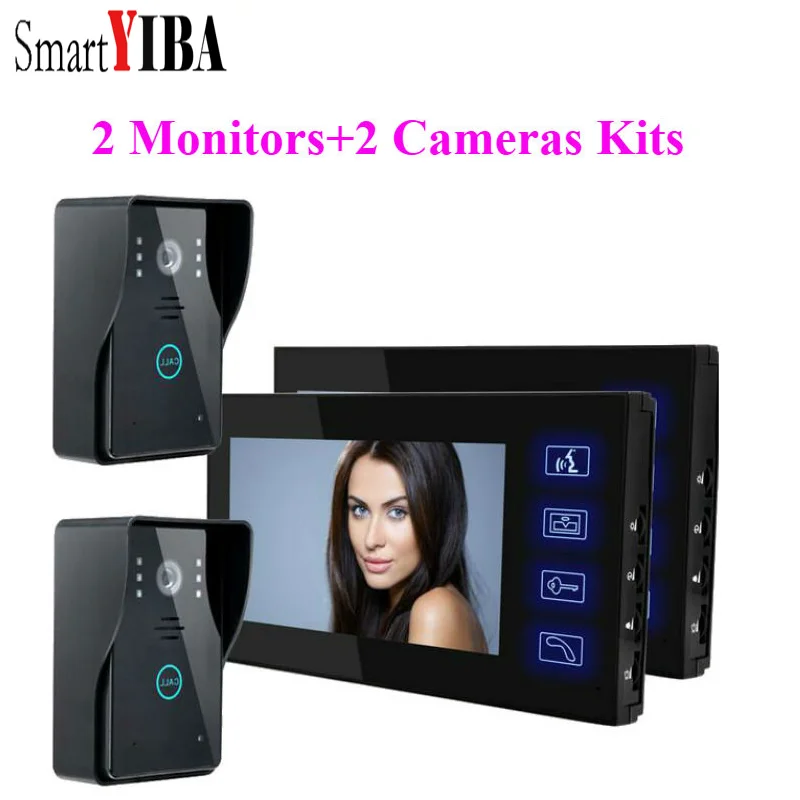 

SmartYIBA Wired Video Intercom System Touch Key Video Door Phone Visual Door Bell Home Surveillance kits