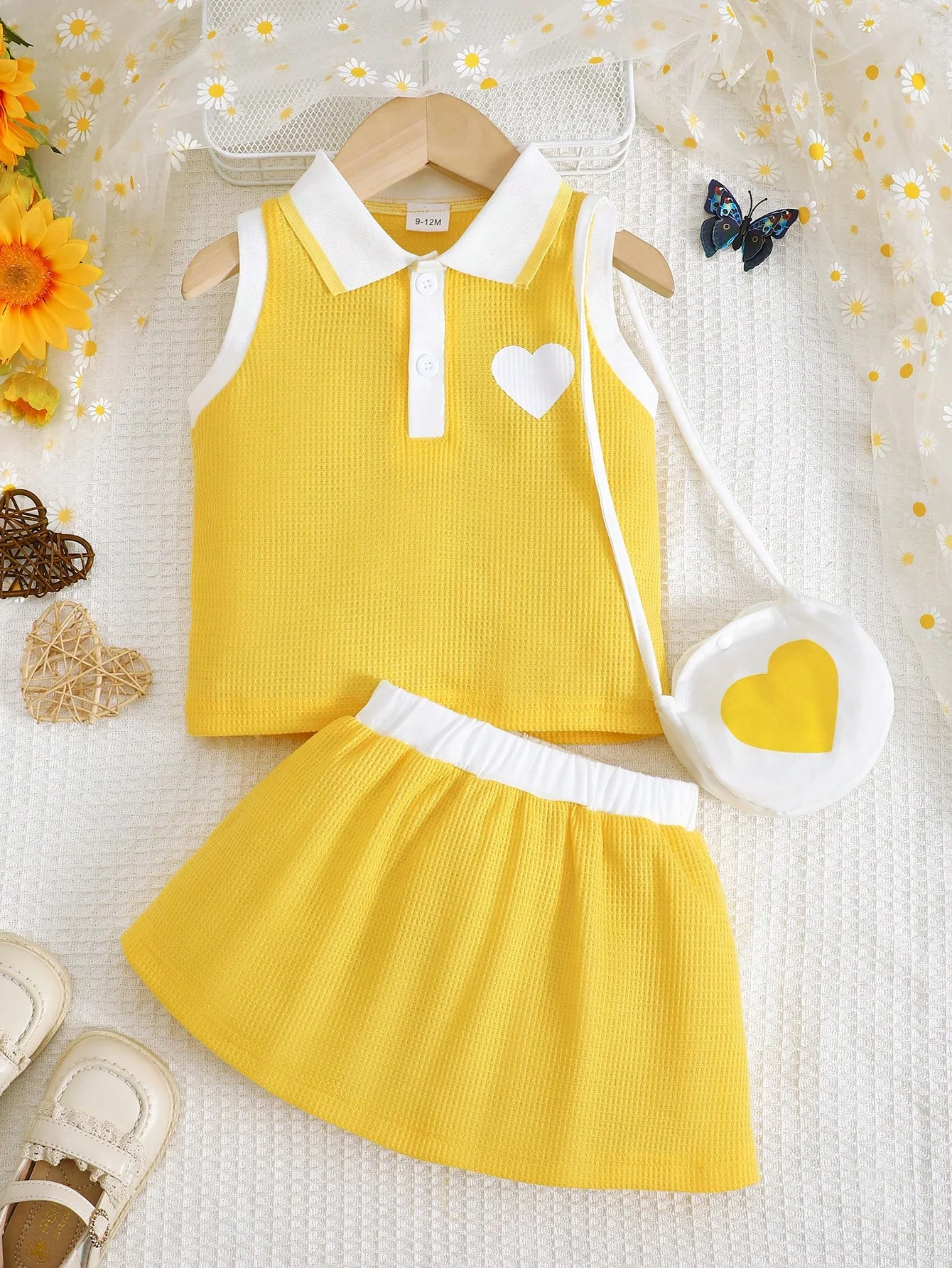 

Summer 0-1 Years Old Infant Baby Girls Sleeveless Lapel Top And Skirt Casual 2-Piece Set