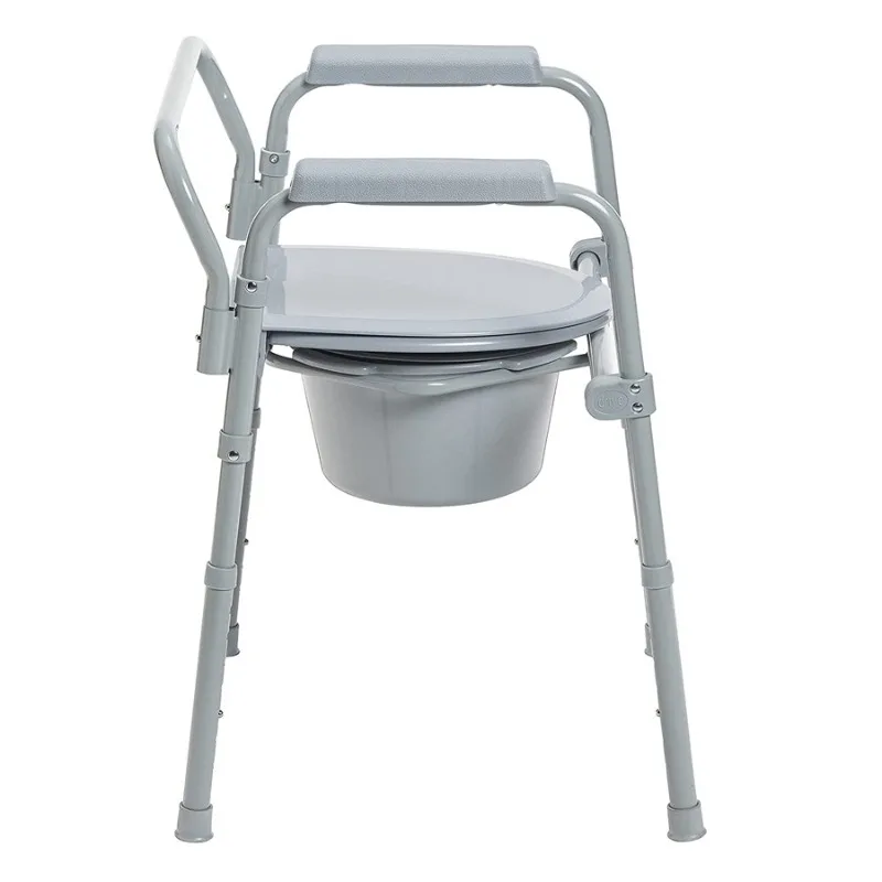 Silla cómoda móvil de alta resistencia para personas mayores, asiento de inodoro de ducha plegable con respaldo y reposabrazos, soporte de baño seguro