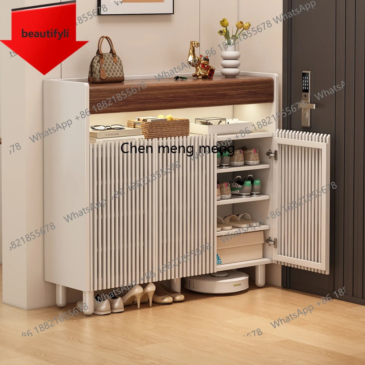 

Q181 New Solid Wood Large Capacity Shoe Cabinet Storage Cabinet Integrated Two-in-One Household Entrance Door Entryway Cabinet l