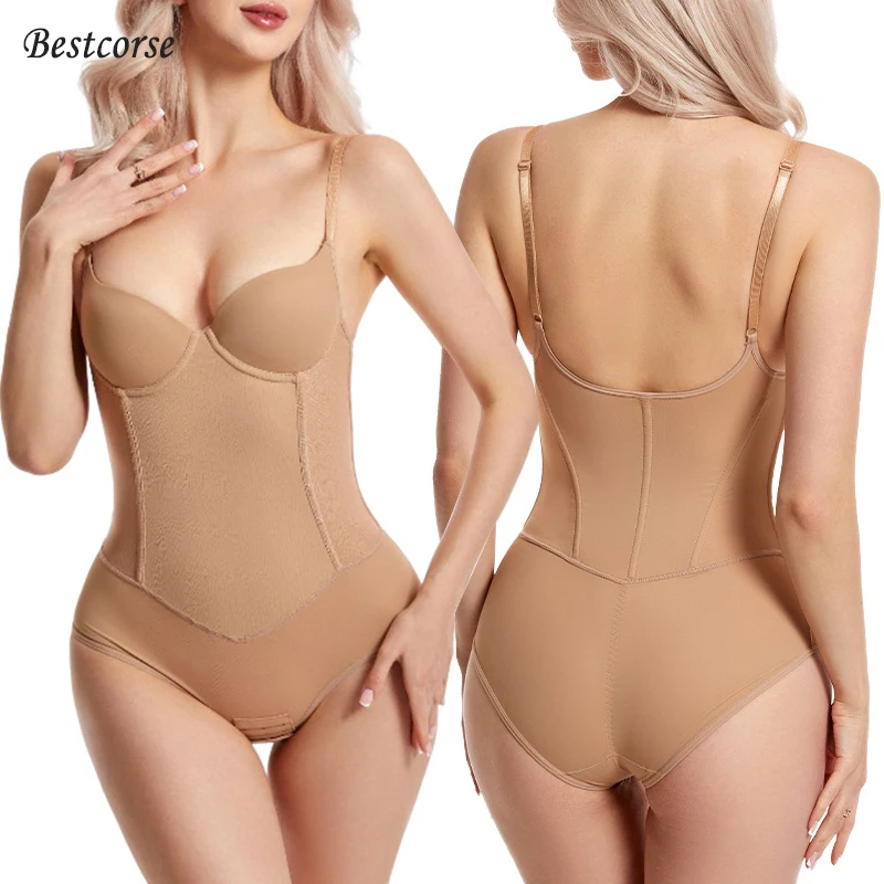 

Seamless Tummy Control Snatched Shapewear Bodysuit With Bra Bone Slimming Faja Body Shaper Women Compression Body Suit Plus Size