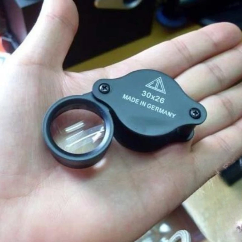 

Double Optical Glass Lens Magnification 30x Folding Jewel Loupe Identifying Helping Magnifying Glass Portable Jewelry Magnifier