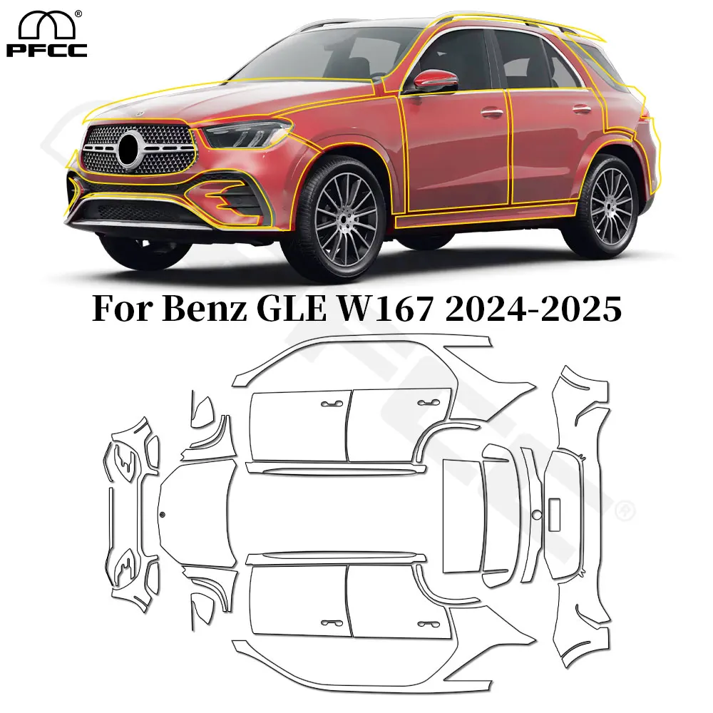

For Mercedes Benz GLE W167 Base 2020-2023 Luxury 2024 2025 TPU Paint Protection Film Car Body Clear Bra Pre-cut PPF Anti-scratch