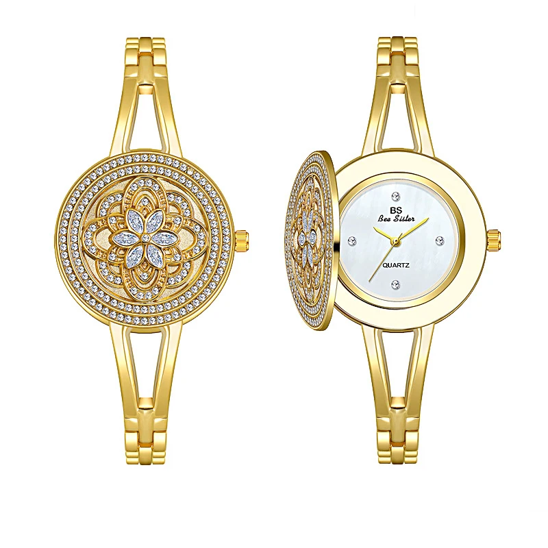 Women's Watch diamond inlaid Flip-top Wristwatch Light Luxury Exquisite High-end Ladies' watch gift ﻿