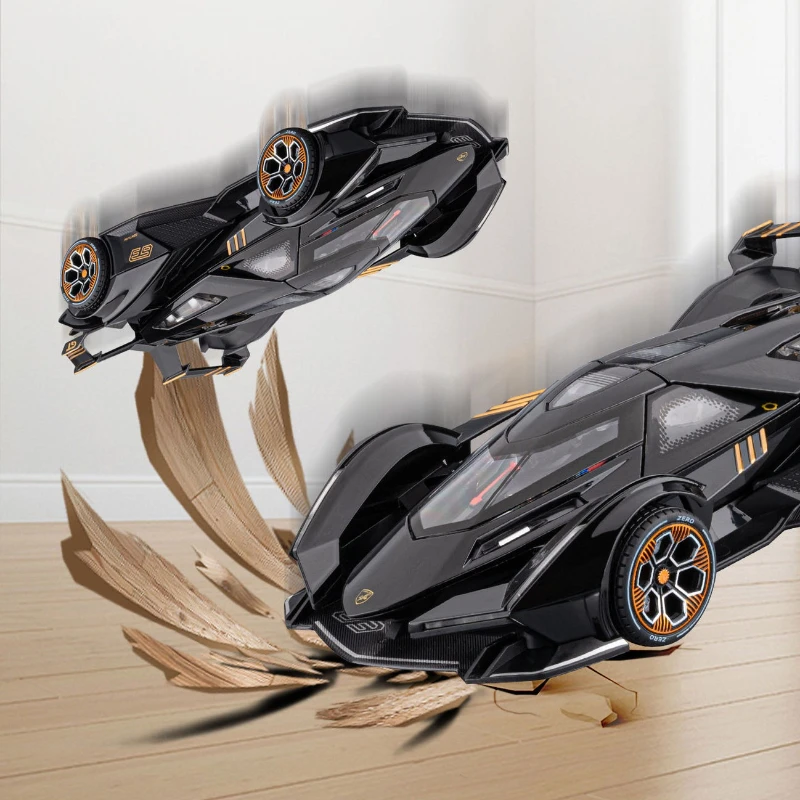 1:24 V12 Vision Gran Turismo Supercar Fonde sotto pressione in lega di metallo Modello di simulazione Auto Suono Luce Auto Collezione regalo per bambini Giocattolo