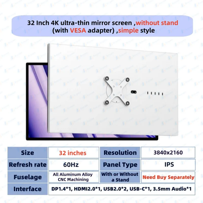 32 Inch LED Monitor 4K HD Mirror Screen For Mac Computer Display IPS Display P32U Pro 60Hz 139PPI 3840x2160