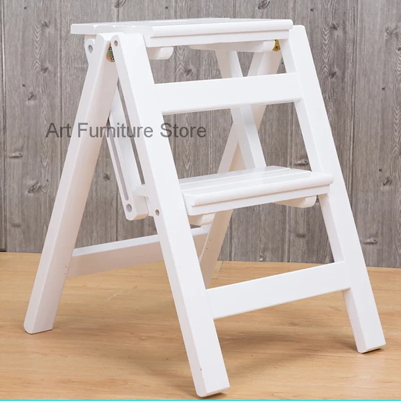 Free Shipping White Step Stools Wooden Platform Bathroom Foldable Step Ladders Small Outdoor Escada Dobravel Kitchen Furniture