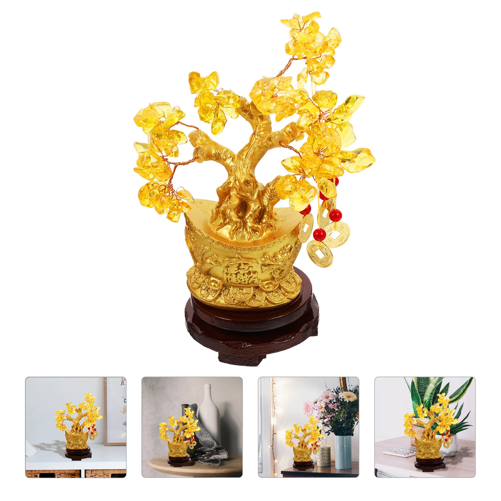 

Creative Cash Cow Ornament Tree Bonsai Delicate Crystal Money Tabletop Decoration Chinese Style Fortune Base Festival