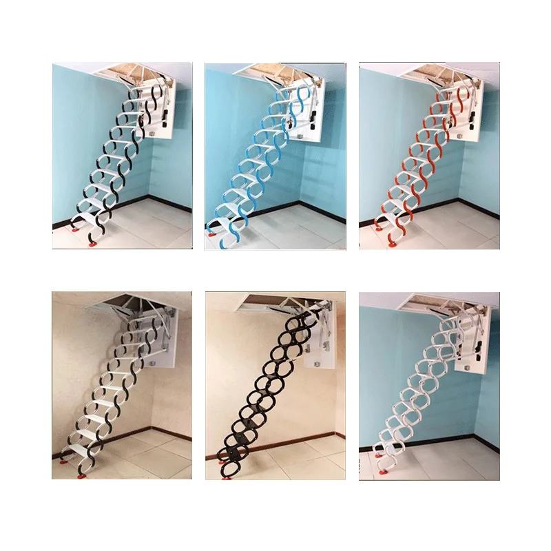 Modern Design 10ft Telescopic Folding Steel Attic Ladder Load Capacity 300kg