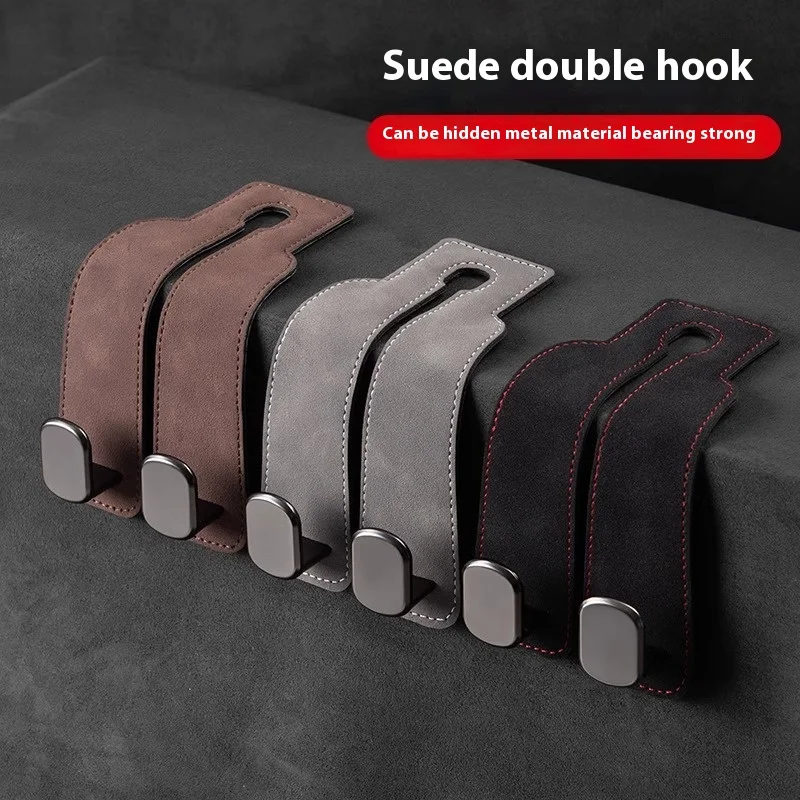 Universal Car Hooks 2 in 1 Soft Leather Car Seat Back Hook 20KG Large Load-Bearing Alloy Hook Car Interior Accessories Hooking