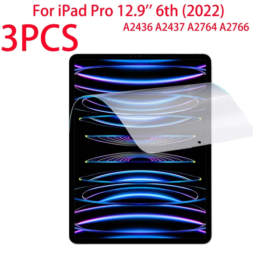 

3 PCS PET Soft Film Screen Protector For iPad Pro 6th 12.9 inch 2022 A2436 A2437 A2764 A2766 Clear Protective Film