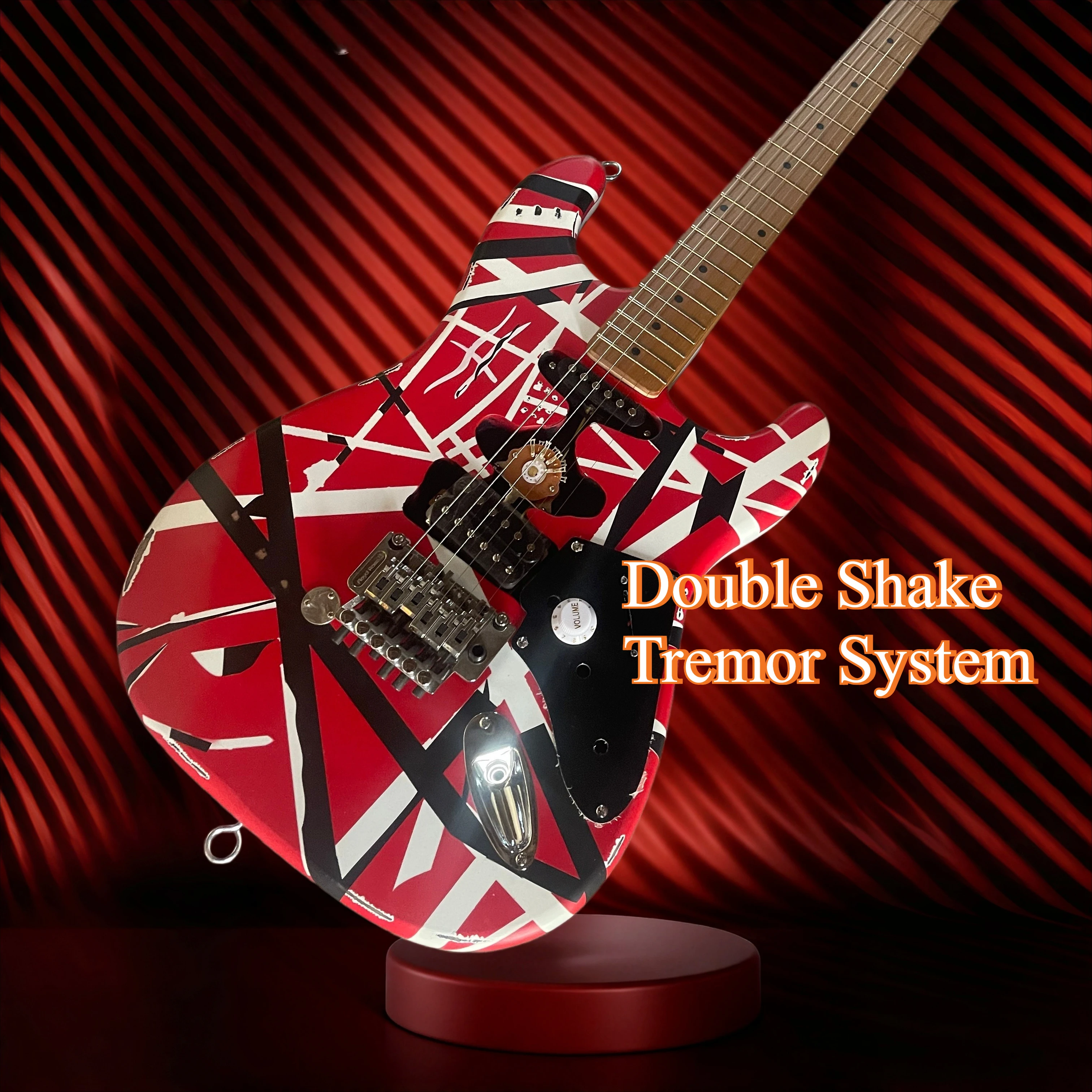 STY Retro Striped Painted Rock Electric Guitar Dual Vibrato System High Output Distortion Tone Stage Performance Collection New