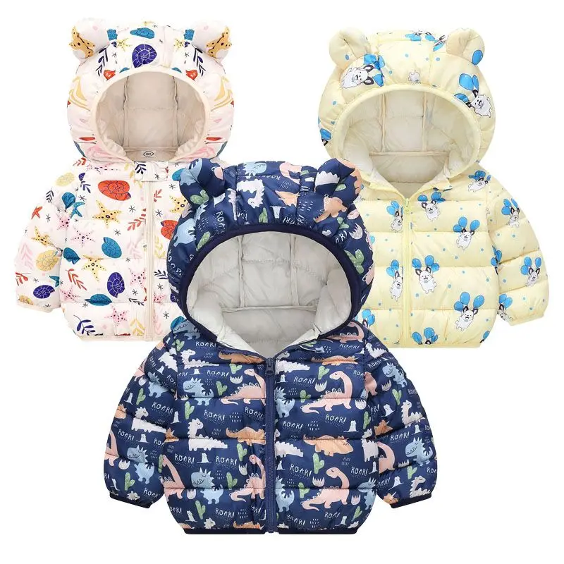 Giacca versione coreana per bambini per ragazzi e ragazze autunno e inverno cappotto corto caldo in cotone con cartoni animati 0-5 anni