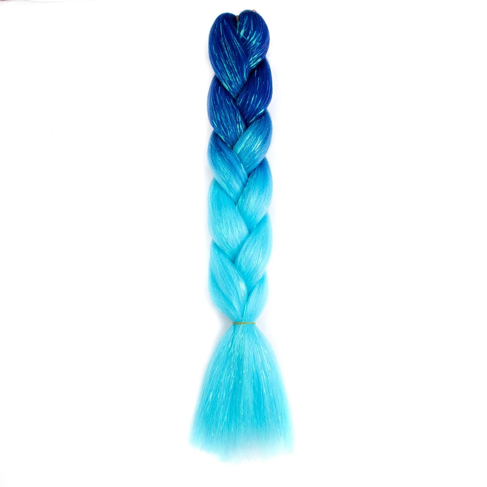 Synthetische Ombre 24Inch Glitter Jumbo Vlechten Extensions Sparkle Regenboog Gekleurde Vlechten Haar Voor Vrouwen Groothandel Diy Kapsel
