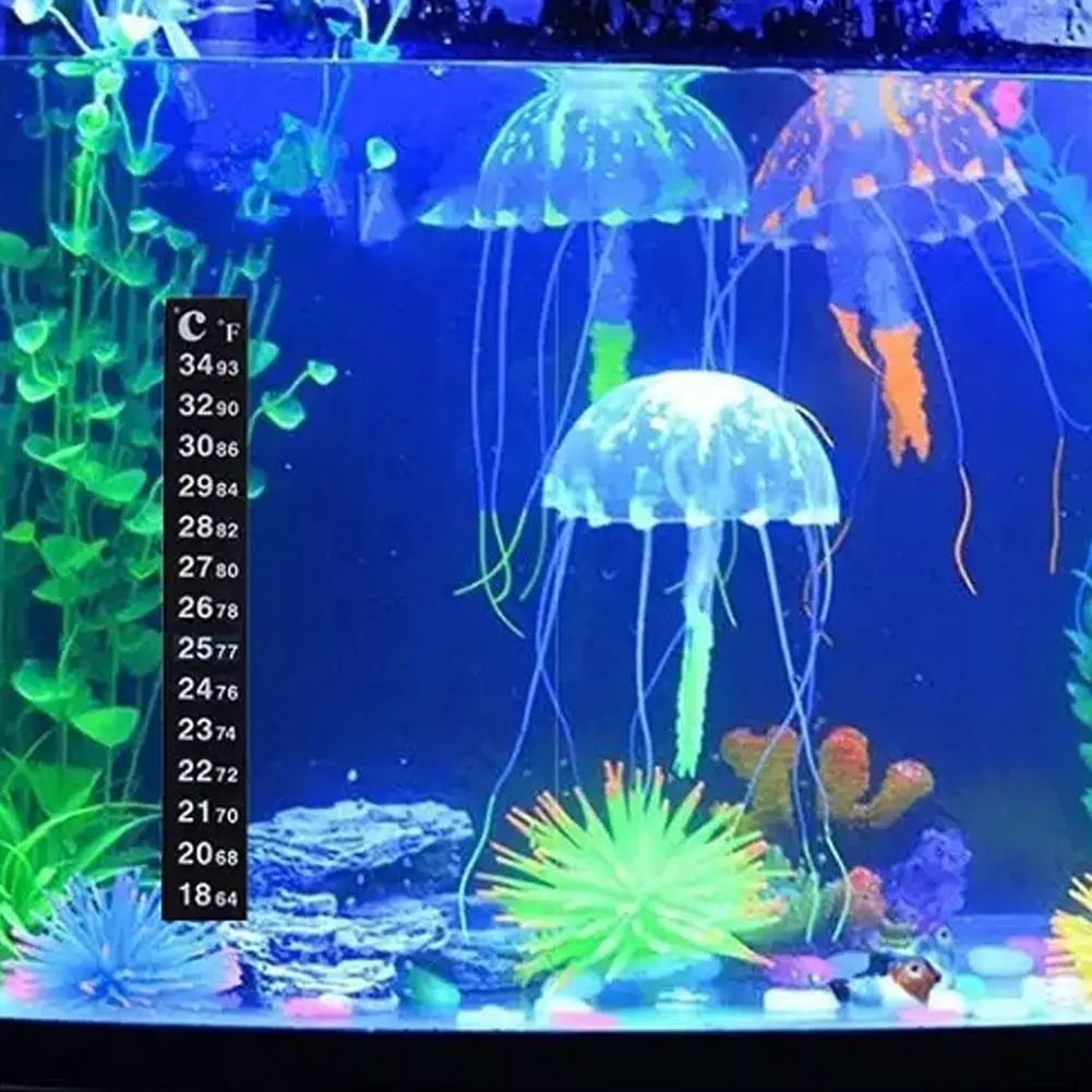 Aquarium Fish Tank Strip Stick-on discolor Thermometer Sticker Adhesive Sticky Dual Scale Sticker Temperature Tools