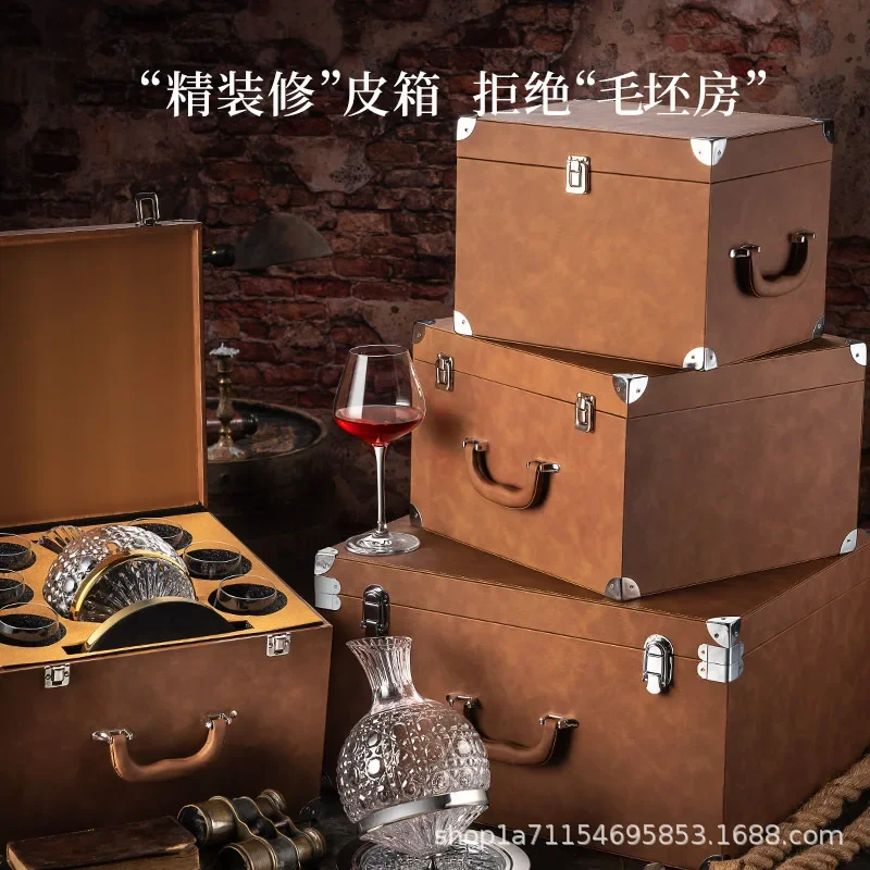 

Высококачественный хрустальный бордовый бокал для красного вина с креативной подарочной коробкой, графин, чашка для дома - набор для вина премиум-класса