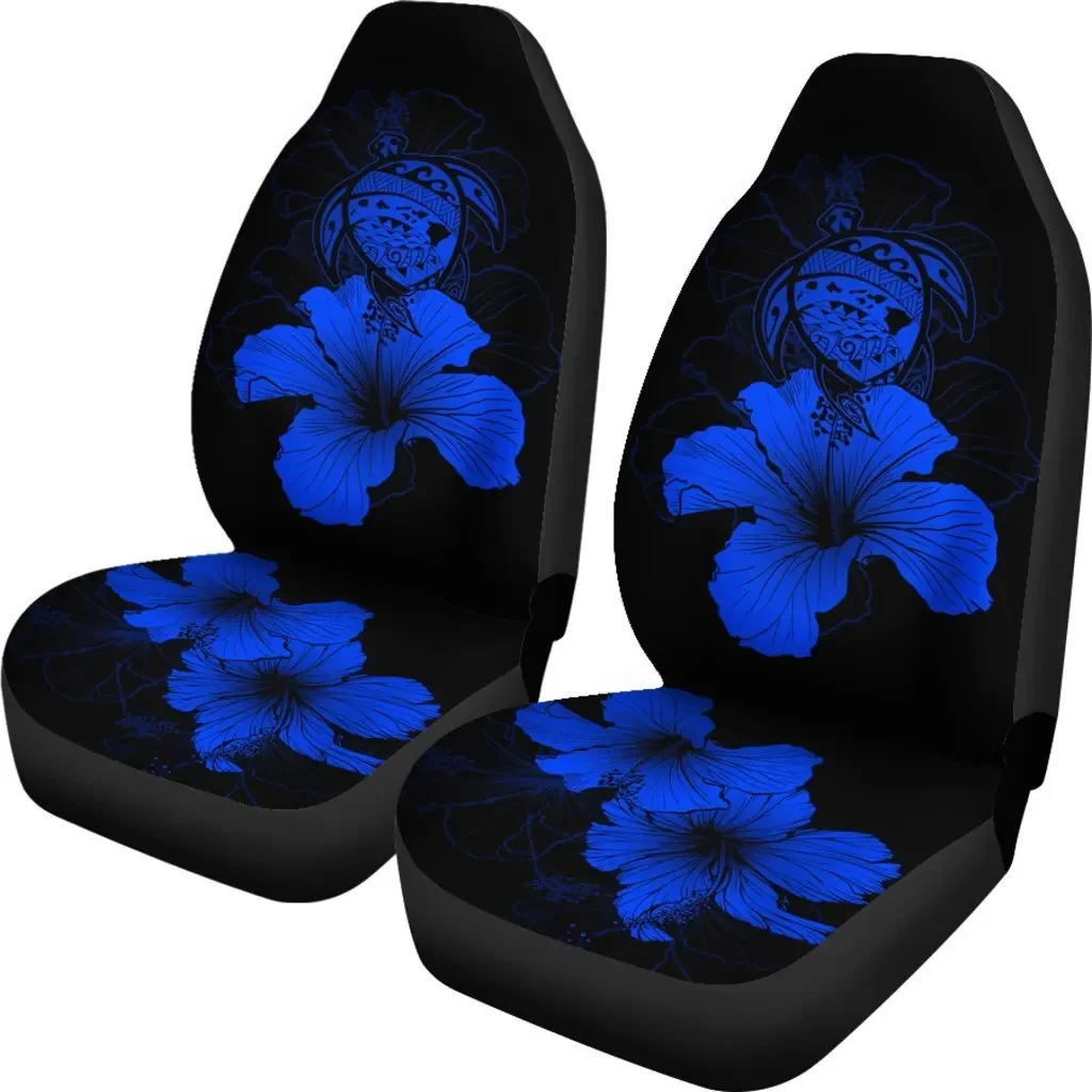 Hawaii Hibiscus Seat Cover Car Seat Covers Set 2 Pc, Car Accessories Car Mats - Turtle Map - Blue