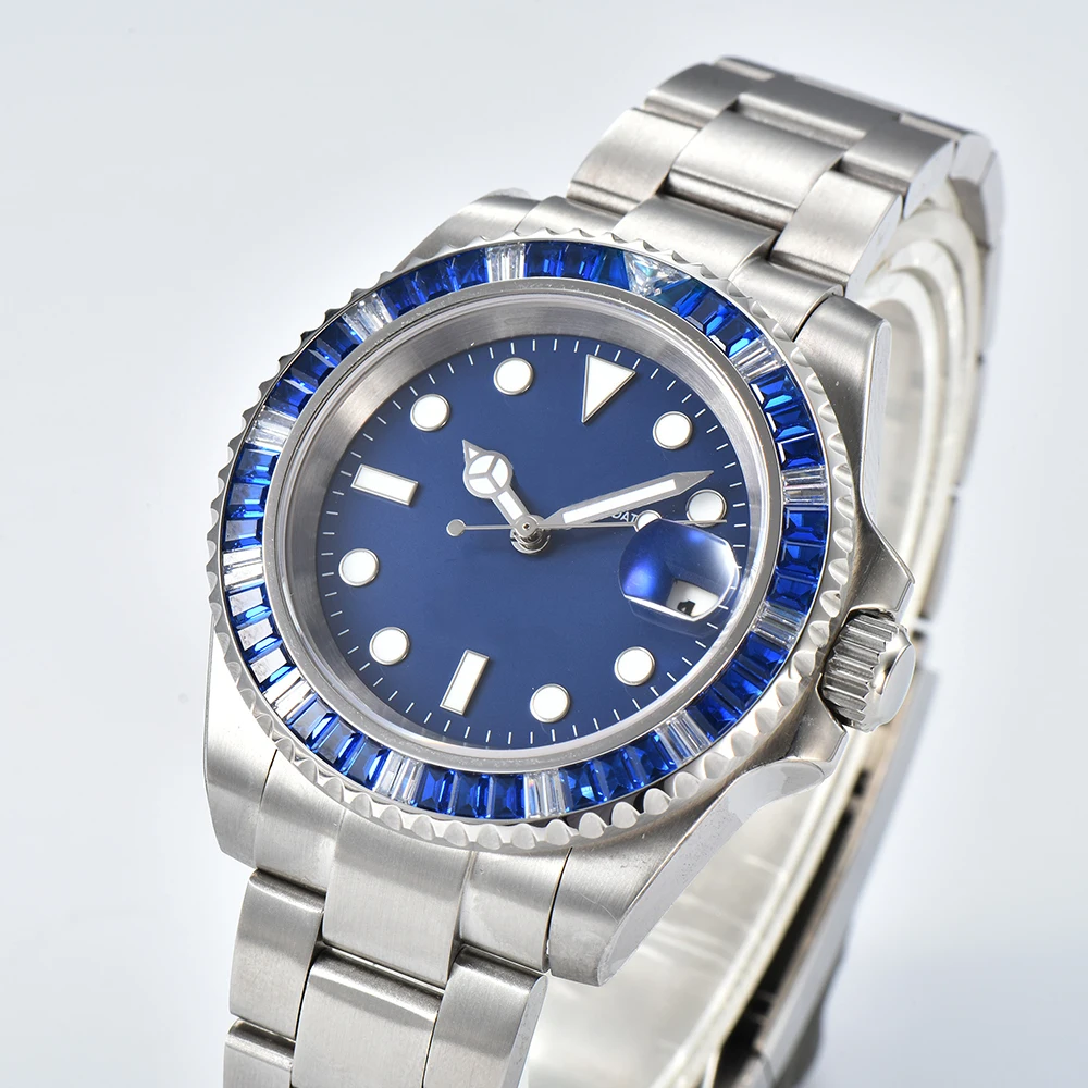 nh35 watch watches for men Blue diamond mechanical watches nh35 automatic movement Stainless Steel Waterproof mens watch 