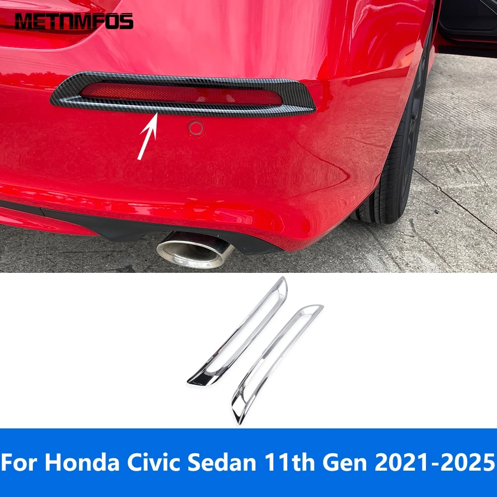 

Для Honda Civic Sedan 11th 2021-2024 2025 из углеродного волокна, задняя противотуманная фара, крышка, накладка, защита противотуманных фар, аксессуары, Стайлинг автомобиля