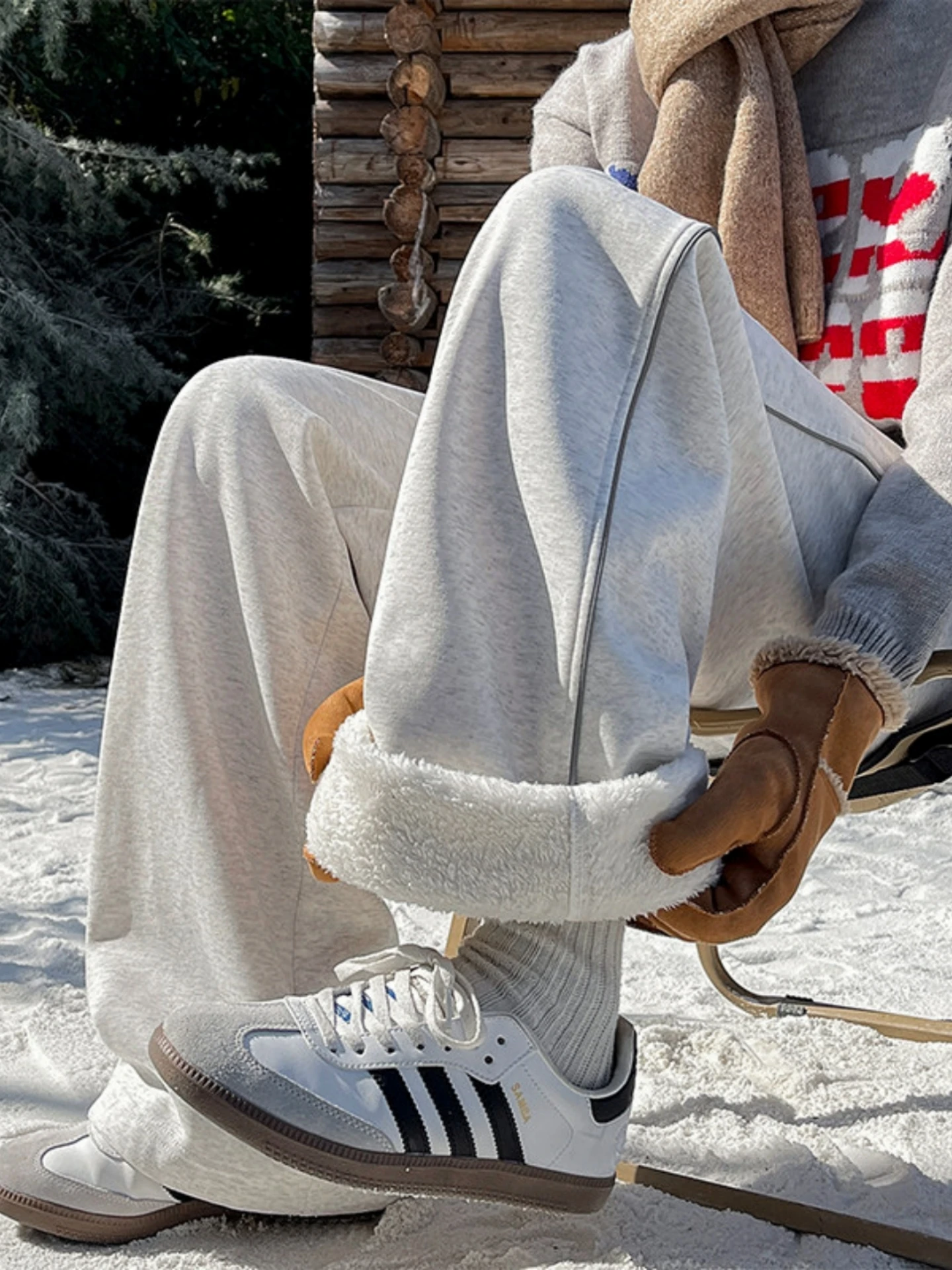 

ey Fce Lined Men's Casual Pants Thi Warm Arctic Velvet Cotton Straight Loose Slimming Casual Trousers for Winter