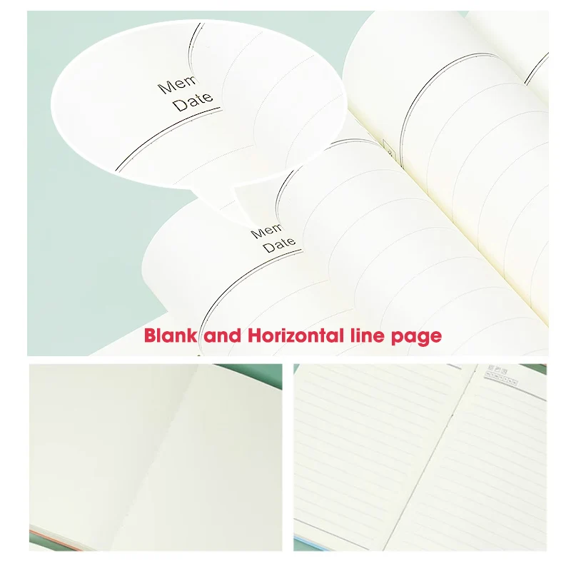 Imagem -05 - Couro Macio Linha Horizontal em Branco Notebook Grosso Espessado Grande Notebook a5 Diário Papelaria 180 Folhas por Livro