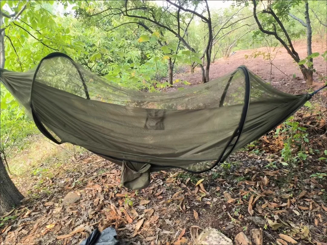 

Summer mosquito net hammock with automatic quick opening mosquito net, outdoor camping and leisure mosquito repellent hammock