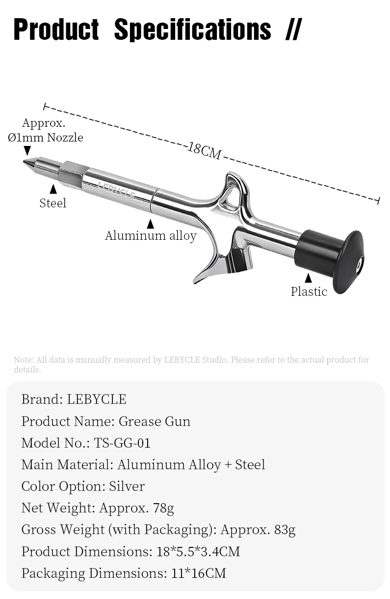LEBYCLE MTB Rennrad-Schmierpistole, tragbares Fahrrad-Lager-Schmierwerkzeug für Fahrrad-Steuersatz, Gabel, Schwungrad, Tretlager – Detail 2