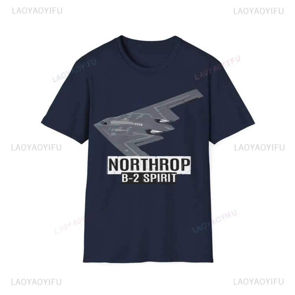 تي شيرت قطني من Northrop B2 Spirit Bomber طائرة عسكرية صورة فعلية للطائرات هدية طيران تاريخية عشاق عسكريين