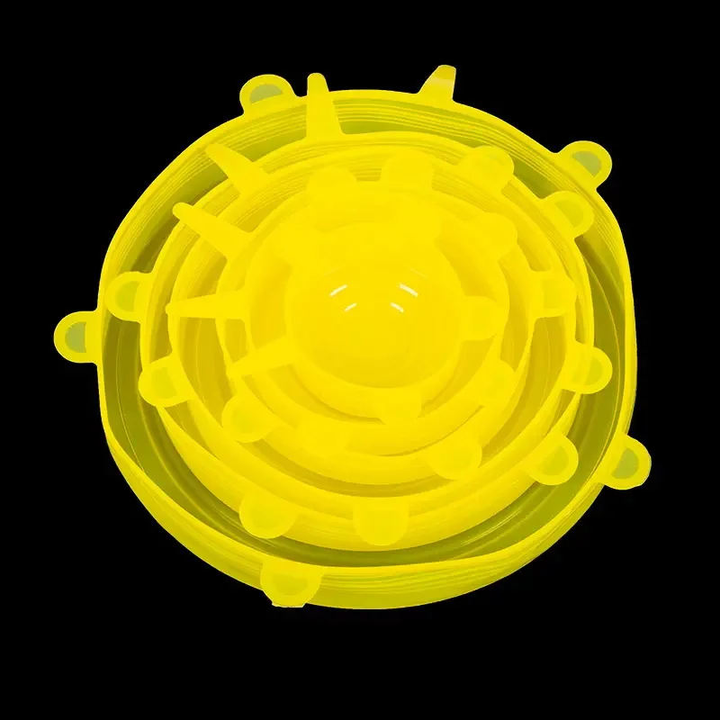 6 Pcs Silicone Cover Stretch Lids for Kitchen Microwave Food Covers Bowl Caps Elastic Silicone Lid Cap Universal Adaptable Lids