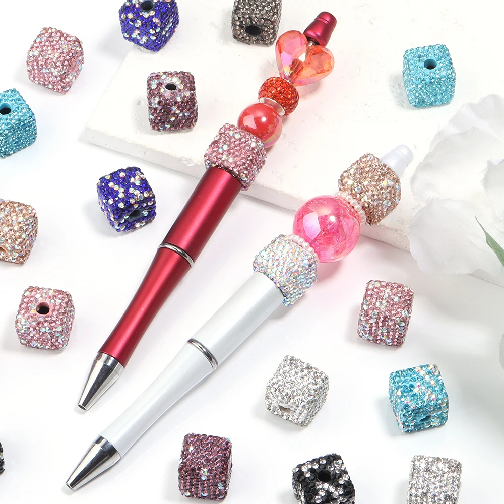 5pcs Square Rhinestone Beads Color Spacer Clay Crystal Charm Bead for Jewelry Making DIY Phone Chains Bracelet Beaded Materials