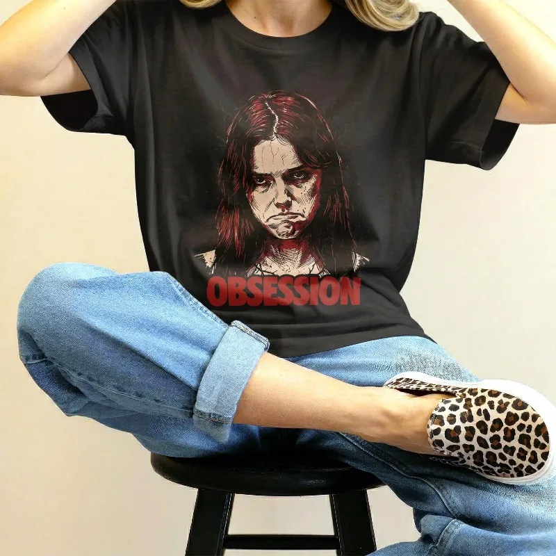 American Trendy Obsessed T-shirt, Horror Movie Women's T-shirt, Aesthetics Y2K Trendy Unisex T-shirt