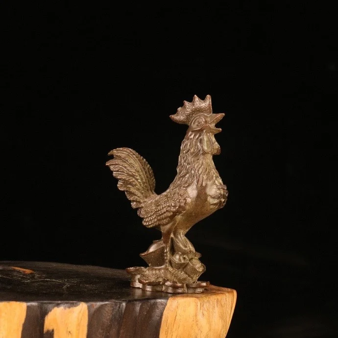 

Chinese zodiac chicken ornaments, ancient bronze rooster, golden rooster, ingot, chicken tea, pet, home decoration,