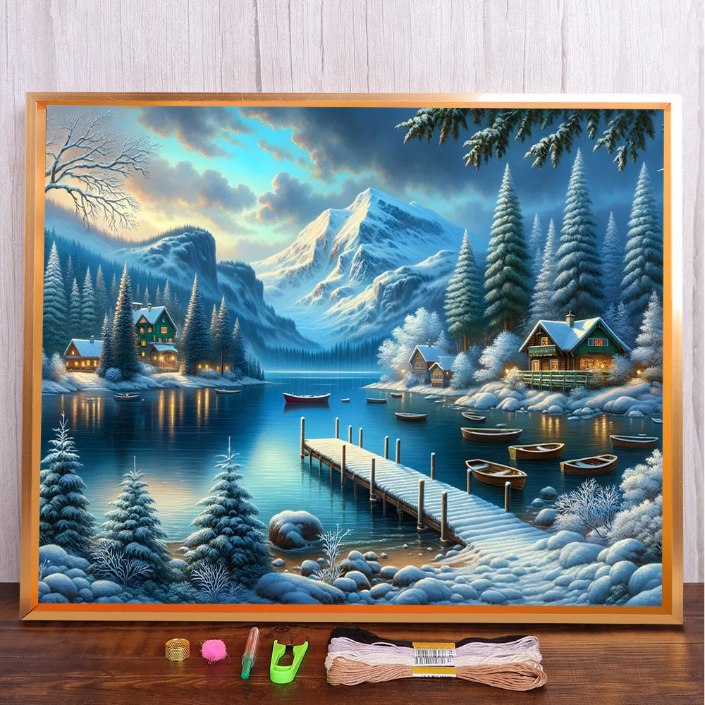 

Landscape Winter Printed Canvas 11CT Cross-Stitch Set Embroidery Knitting Handicraft Craft Needlework Magic Wholesale Design