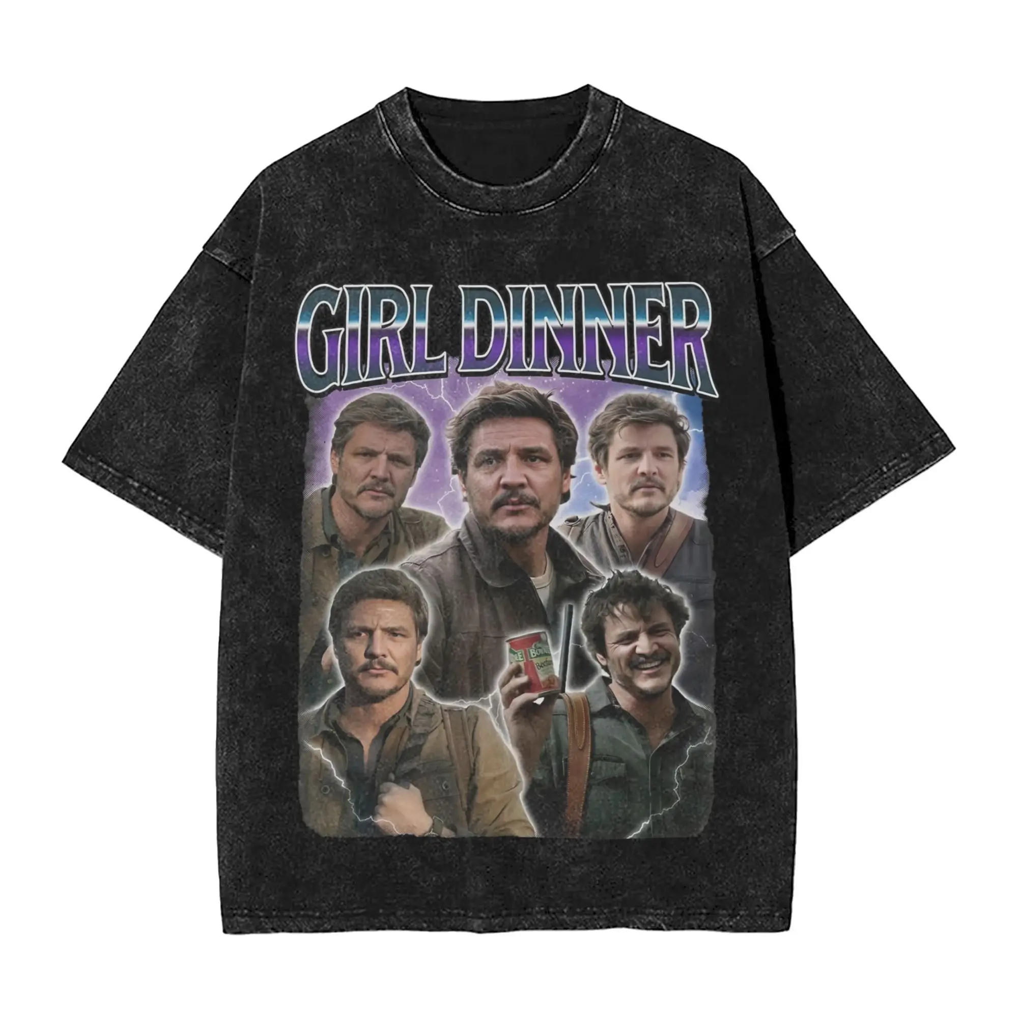 

Harajuku Washed Shirt Pedro Pascal Outfit Vintage T-Shirts Oversize Streetwear Short Sleeve Summer Tops Tees