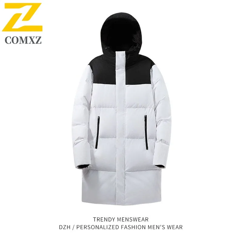

COMXZ 2025 Autumn Winter Men Mid Length Down Jacket Workwear Windproof Classic Versatile Thickened Cold Resistant outdoor Coat