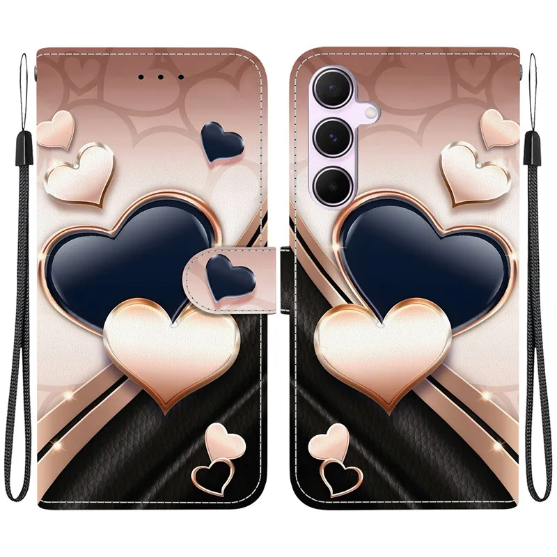 Eleganckie, kolorowe etui na telefon z motywem kwiatowym do Samsung Galaxy A15 A05 A25E SC-53F A35 A25 A55 5G, magnetyczne, skórzane etui z klapką, urocze. — zdjęcie produktu 4