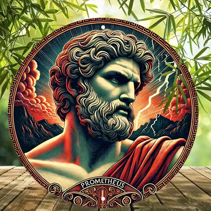 Vintage Prometheus Metal Tin Sign Greek Mythology Wall Decor Garage Cafe Bar