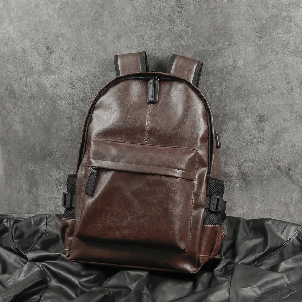 Modischer Rucksack für Herren, Große Kapazität, Reisetasche, Luxuriöser Weicher Lederrucksack für Männer, Lässiger Einfacher Tagesrucksack, Solider Schulrucksack – Detail 1