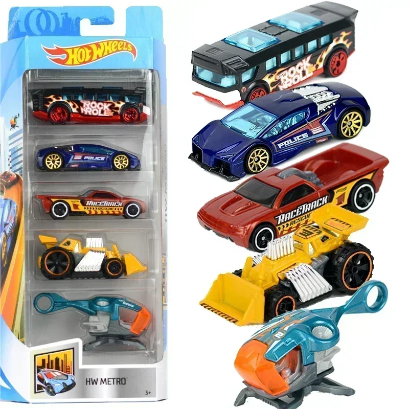 Hot Wheels Diecast Car Brinquedos para Meninos, Fast and Furious Flames, Sport Track Building, Modelo Presente, Voiture HW, 1:64, 5 Pcs