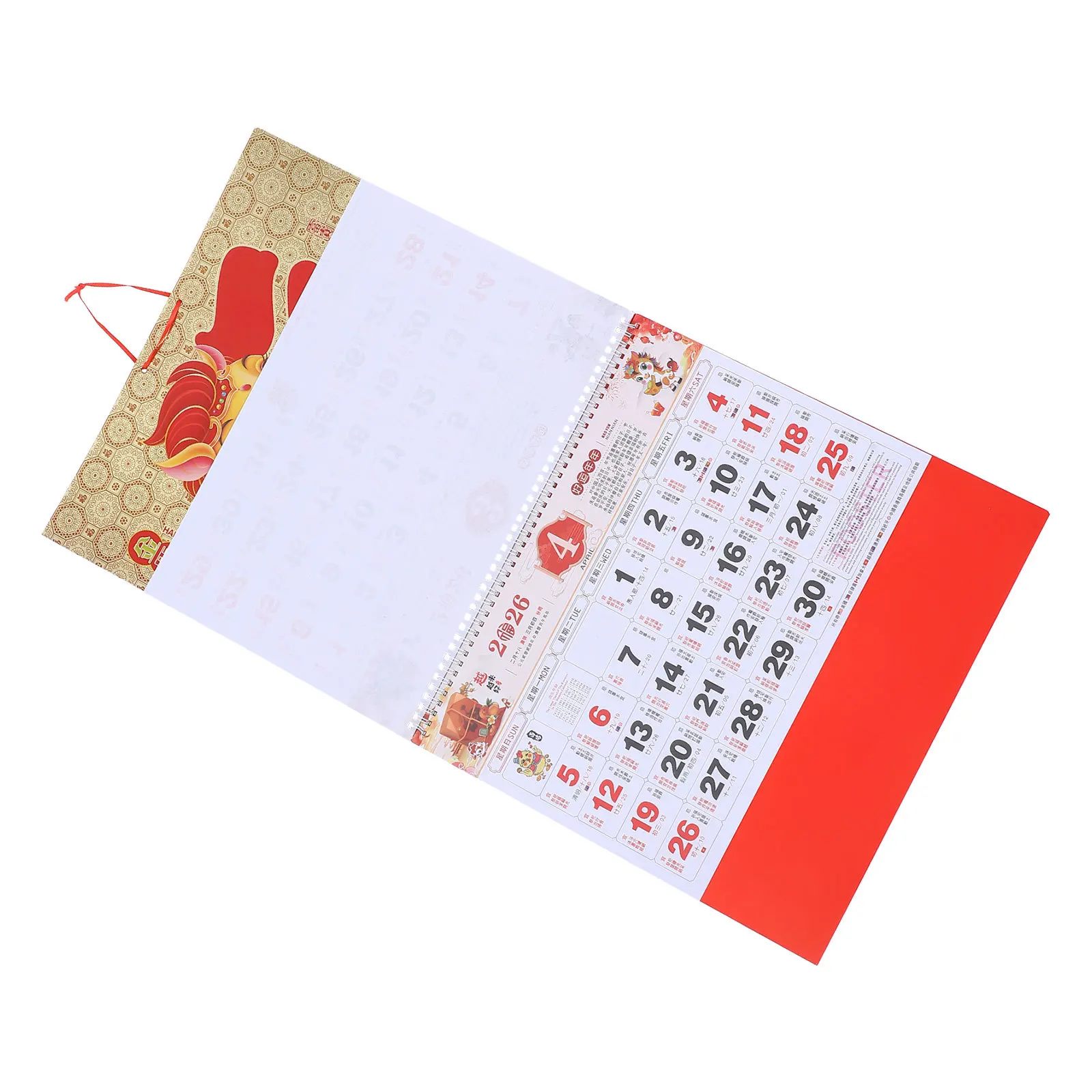 

Chinese Zodiac Horse Year Wall Calendar 2026 Traditional Lunar Monthly Tear-Off Planner Red Paper Hanging Decoration
