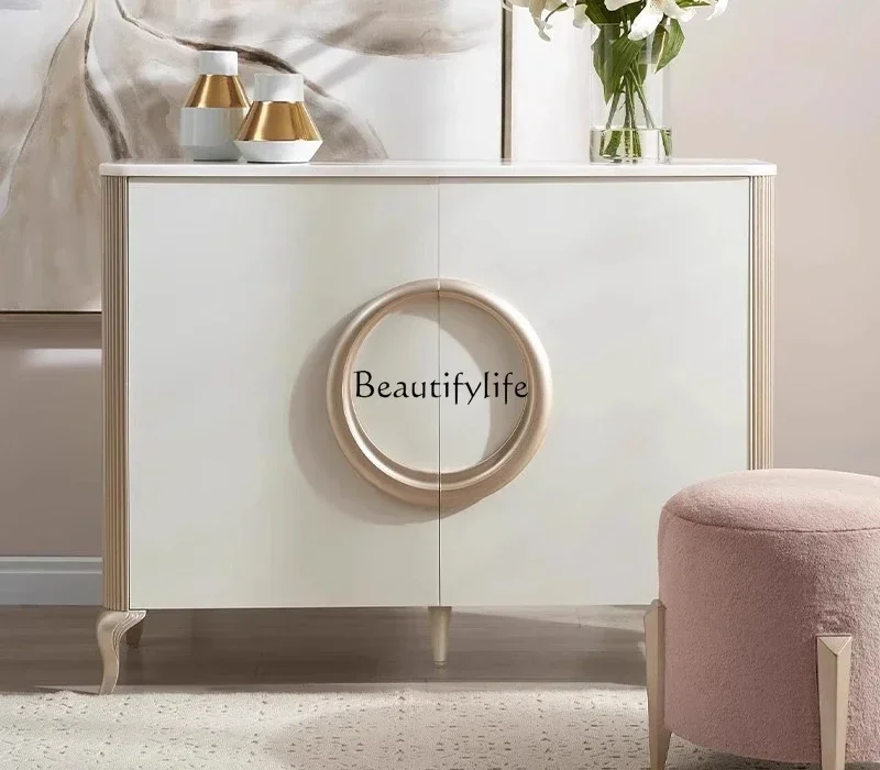 

LJYLFrench light luxury solid wood dining side cabinet marble entrance living room bedroom locker