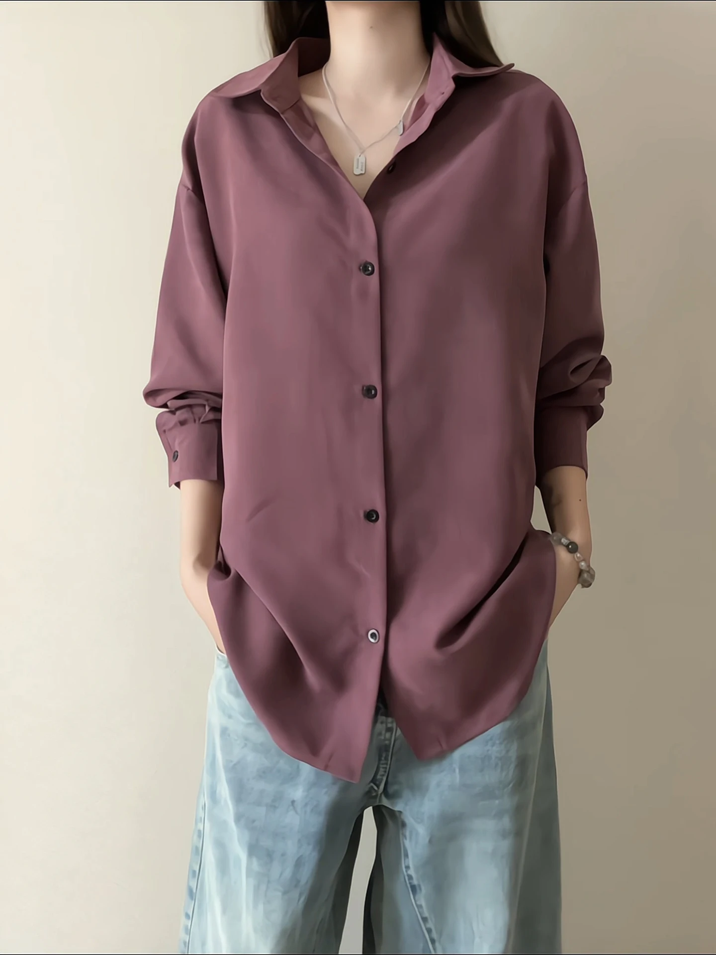 Men's Long Sve irt Ume ape Purple Autumnal American Retro Outerwear Cardigan High Quali Couple's Jaet Loose Fit Ca...