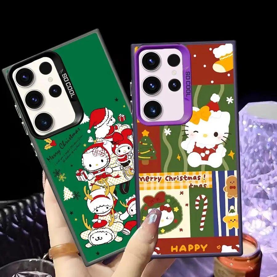

Чехол для Samsung Galaxy S24 FE S23 Note 20 Ultra S23 S20 Plus S21 S22 S25, задняя крышка для телефона Sanrio Hello Kitty Christmas