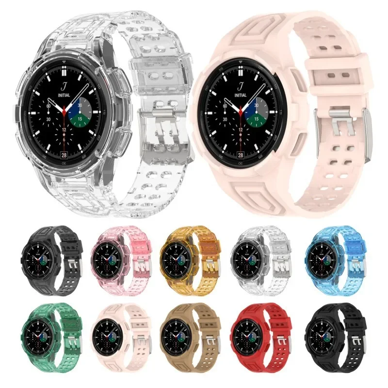 Case+Strap for Samsung Galaxy Watch 6 4 40mm 44mm Transparent Silicone  Sport Bracelet for Galaxy Watch 4 Classic 46 Accessories