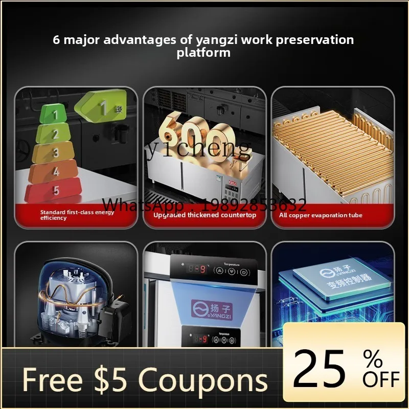 

4ZS Commercial Freezer Flat Freezer Refrigerated Workbench Refrigerated Freezer Milk Tea Water Bar Counter Kitchen Fresh