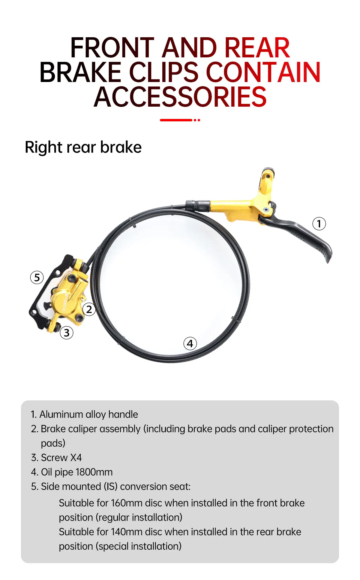 TESNO 2-Kolben Hydraulische Scheibenbremsen-Set für MTB und Rennräder, 160mm Rotor, Bremssattel Vorne und Hinten, 1000/1800mm Ölbremsteile – Detail 7