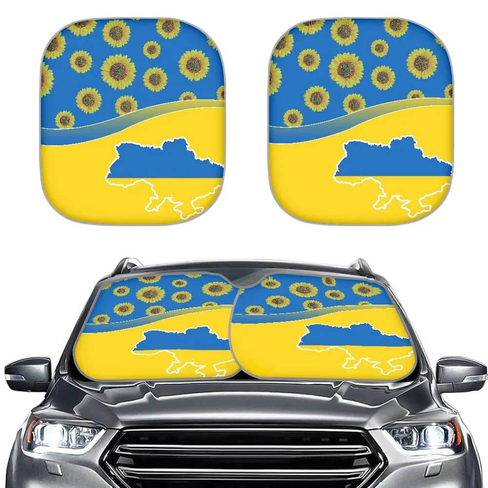 2022 Car Accessories Ukraine Flag Car Sun Visor Print On Demand Sunflower Pattern Custom Car Windshield Sun Shade Universal