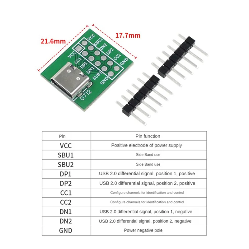 TYPE-C USB Transfer Pin Test Board TYPE-C Female Adapter Board Module TYPE-C USB Adapter Converter