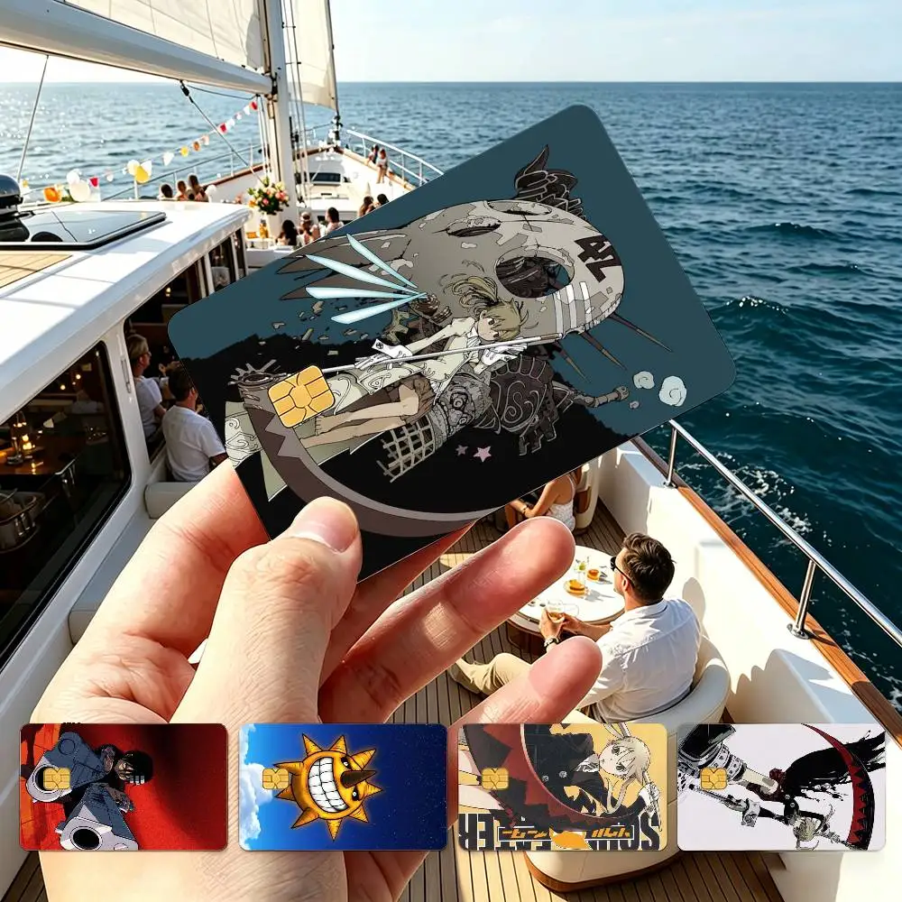 S-Soul Eater M-Maka Albarn Scythe  Credit Card HD Stickers Small Chip Waterproof Sticker Game Card Decal Gift